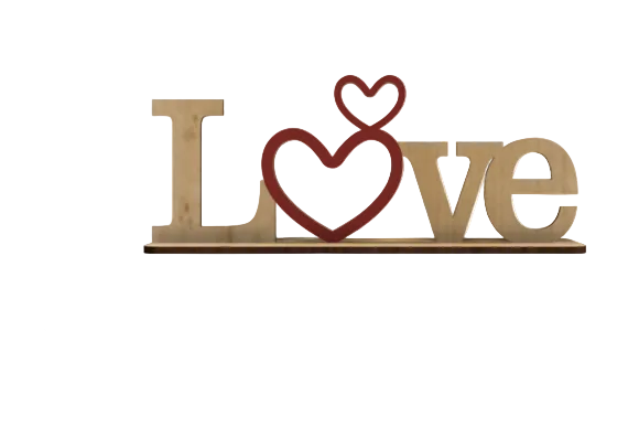 "LOVE" Schriftzug aus Holz mit Herz - Romantische Tischdekoration