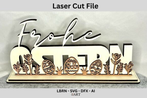 Frohe Ostern Laserschnitt Datei - Osterhasen Schriftzug