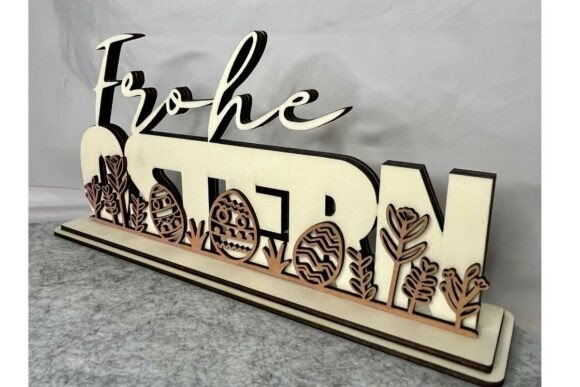 Frohe Ostern Laserschnitt Datei - Osterhasen Schriftzug