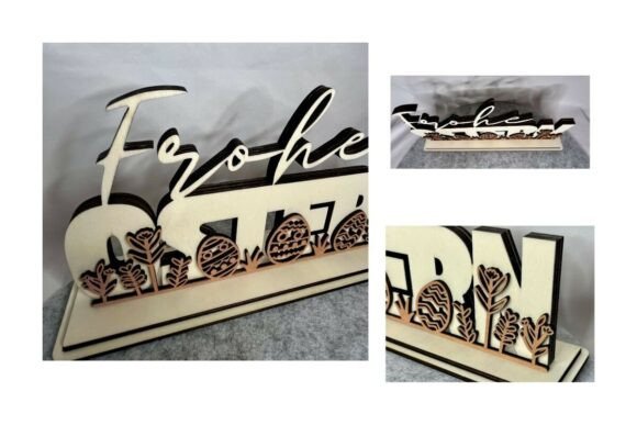 Frohe Ostern Laserschnitt Datei - Osterhasen Schriftzug