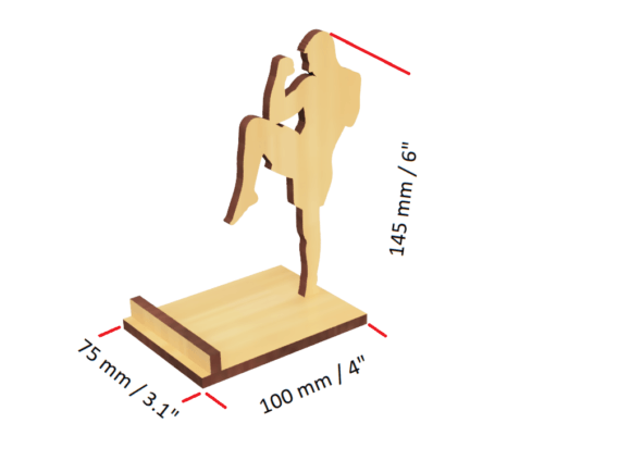 Handy-Halterung aus Holz - Karate Kämpfer Design