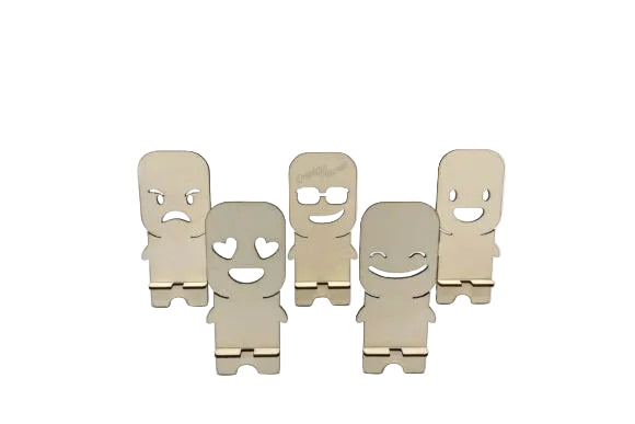 Handy-Halterung aus Holz - Emoji Smiley Design