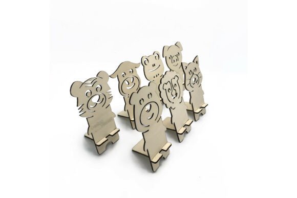 Handy-Halterung aus Holz - Süßes Schweinchen Design