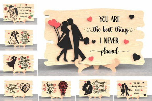 Romantische Holztafel zum Valentinstag - Liebessprüche für Paare