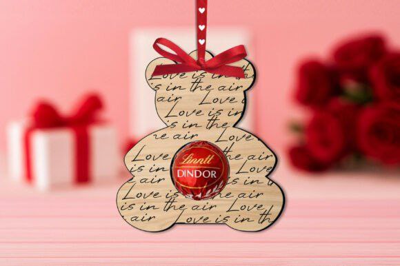 Dekorativer Valentinstag Bär "Love is in the Air" mit Schokoladenhalter