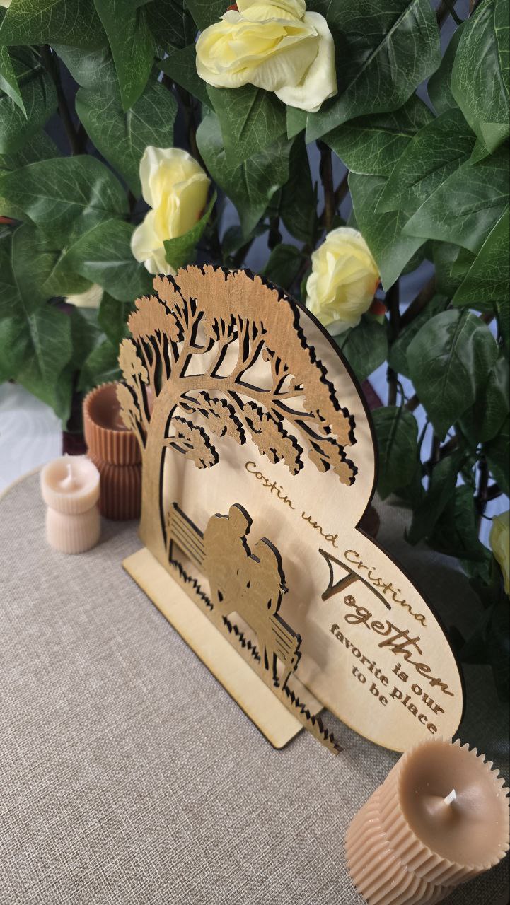 Personalisiertes Holzschild "Together" - Romantisches Paar-Geschenk mit Gravur