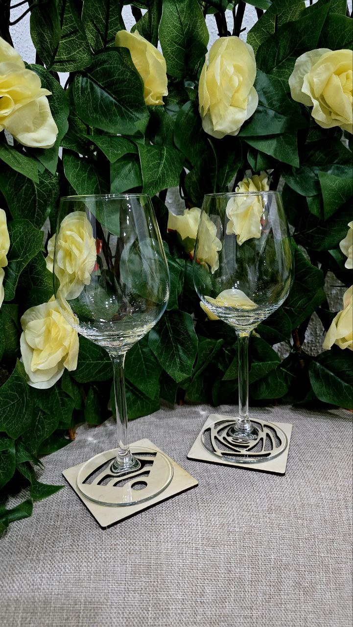 Untersetzer Set aus Holz - 6er Pack Rund mit Kleeblatt Design