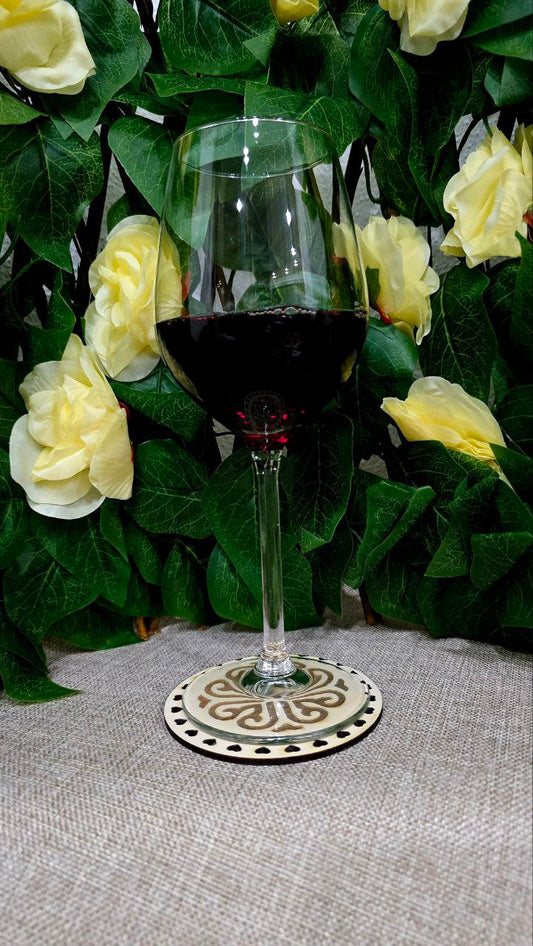 Untersetzer Set aus Holz - 6er Pack Rund mit Kleeblatt Design